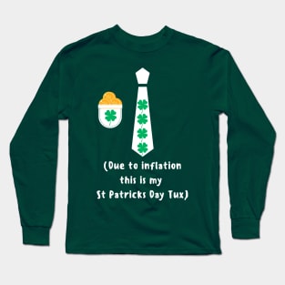 St Patricks Day tie costume due to inflation funny shamrock and St Patricks coins Long Sleeve T-Shirt